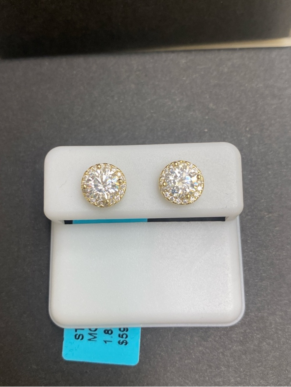 Round Cut Moissanite Halo Earrings